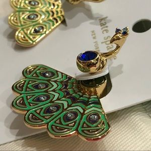 Kate Spade ♠️ enamel gold peacock earrings
